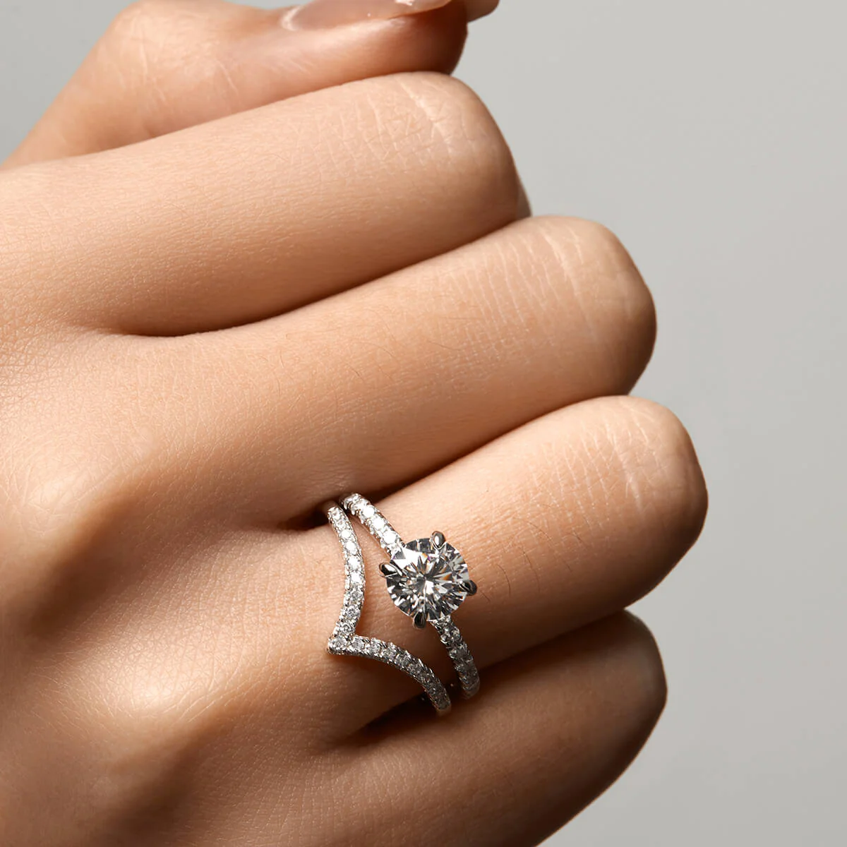 Pavé Wishbone V | Stacking Ring - Image 7