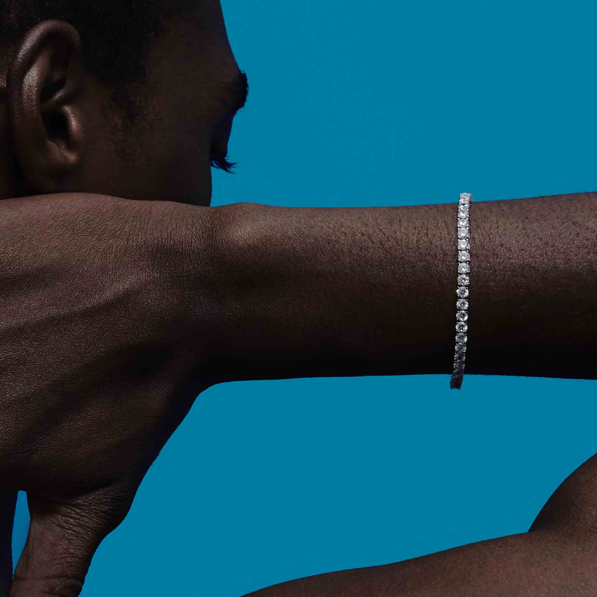Mens Sterling Silver Tennis Bracelet (2.5mm) - Image 4