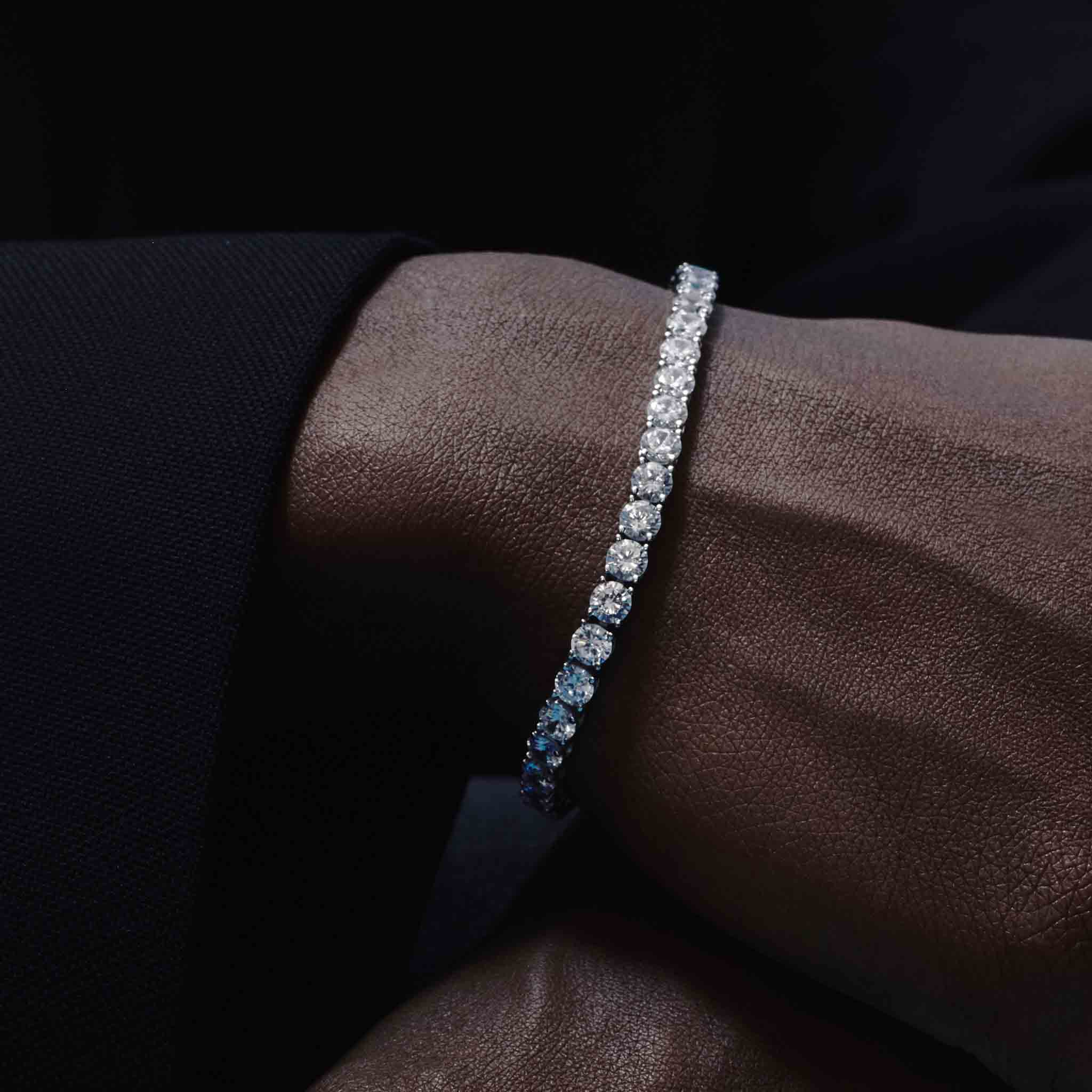 Mens Sterling Silver Tennis Bracelet (3.5mm) - Image 4