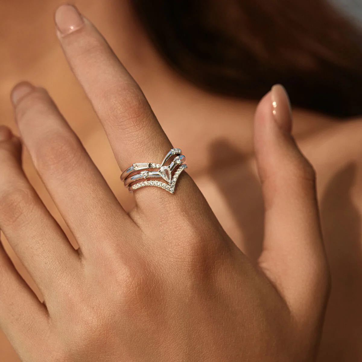 Pavé Wishbone V | Stacking Ring - Image 18