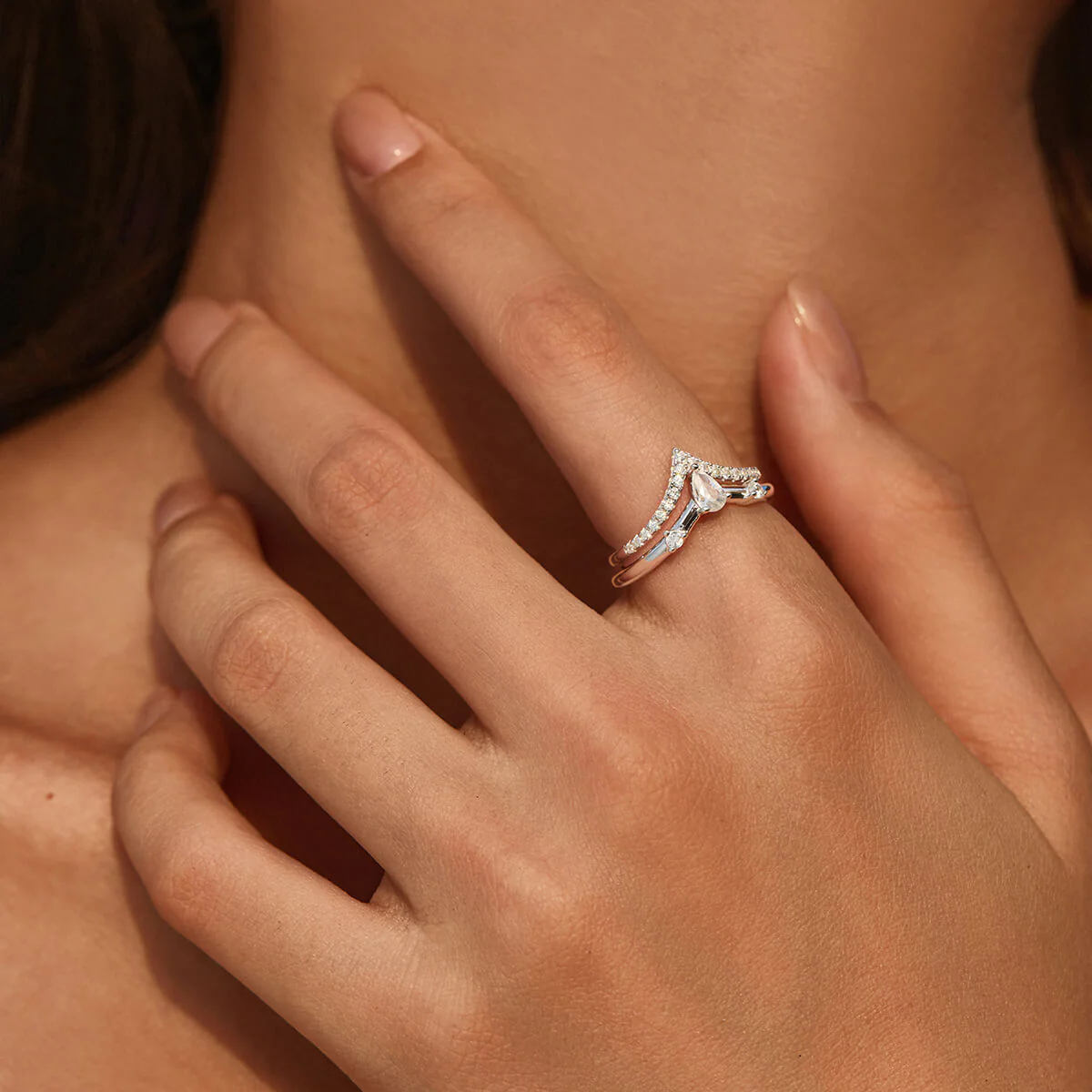 Pavé Wishbone V | Stacking Ring - Image 17
